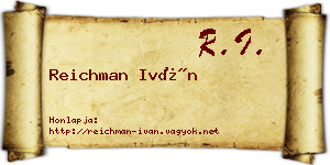 Reichman Iván névjegykártya